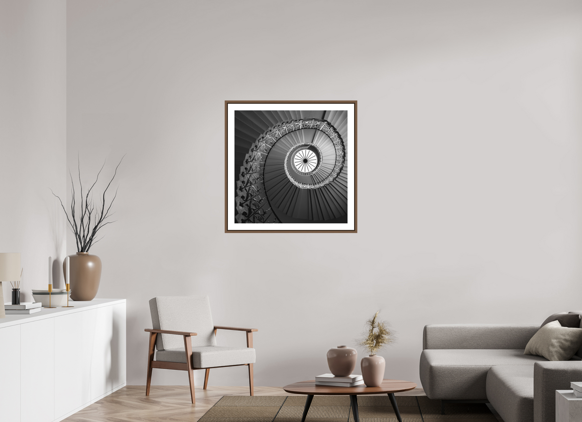 80 x 80 cm, AluDibond, matt, floating frame 15mm walnut POETRY - EYE OF A DRAGON - London
