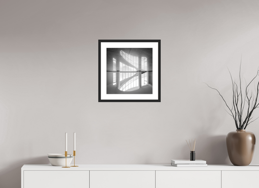 40 x 40 cm, Hahnemühle Photo Rag, Frame 20mm black, Passepartout white, Front glass matt HARMONY - VERTATUR BW II - Frankfurt