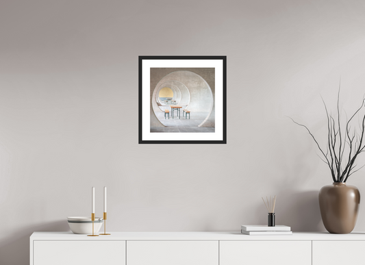 40 x 40 cm, Hahnemühle Photo Rag, Frame 20mm black, Passepartout white, Front glass matt HARMONY - TAKE A SEAT - Ticino