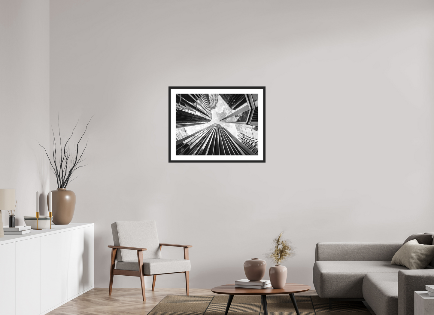 80 x 60 cm, Hahnemühle Photo Rag, Frame 20mm black, Passepartout white, Front glass matt PERSPECTIVES - POWER OF TOWER - London
