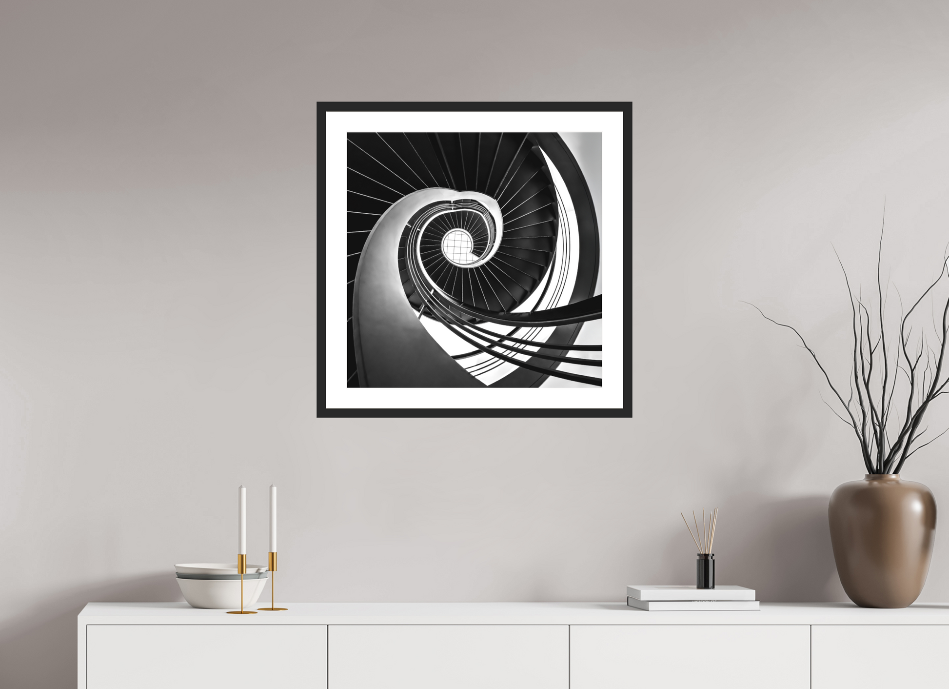 60 x 60 cm, Hahnemühle Photo Rag, Frame 20mm black, Passepartout white, Front glass matt GRAVITY