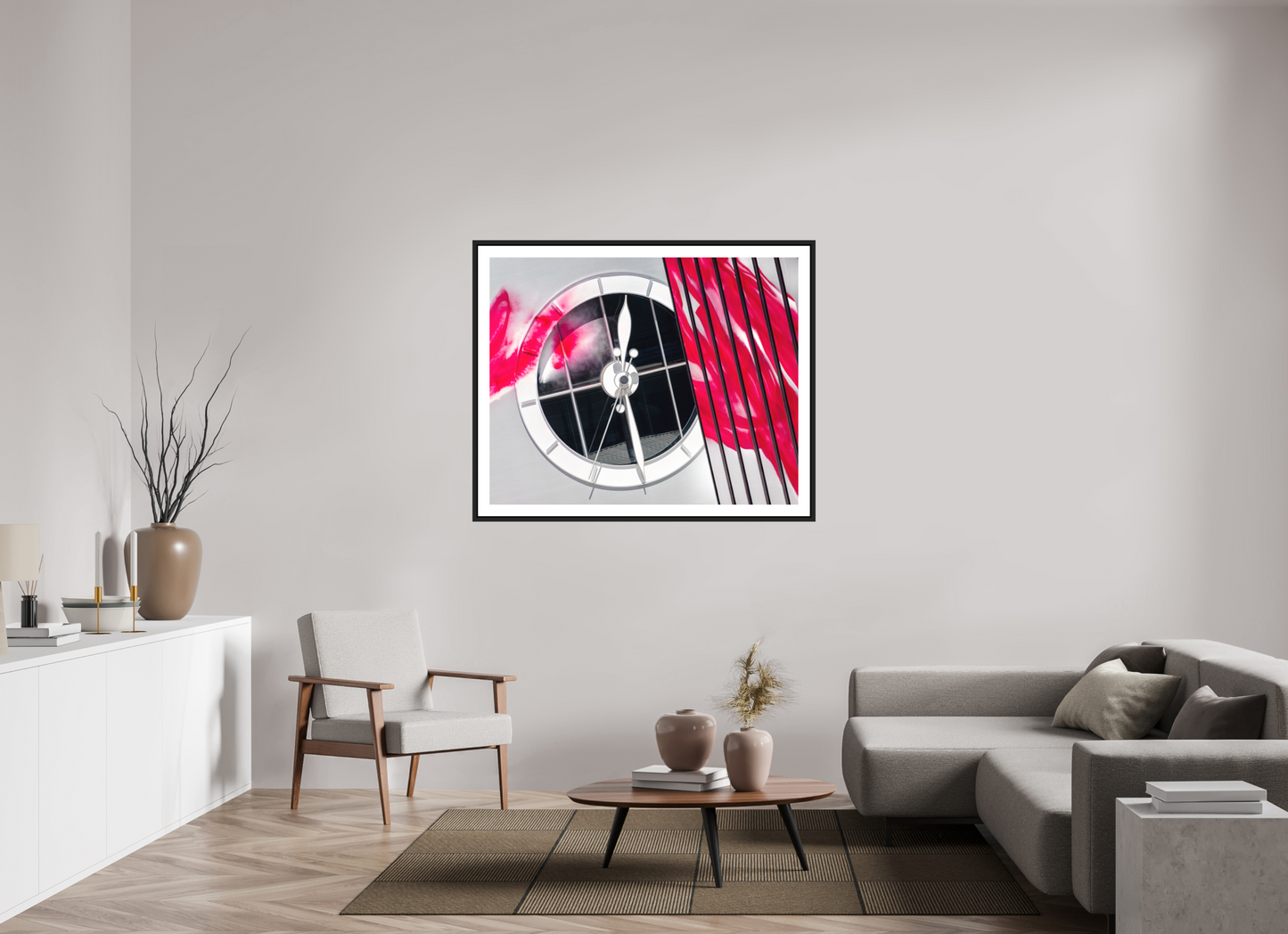 125 x 100 cm, AluDibond, matt, floating frame 15mm black VIBRANT - TIME FLOWS - Basel