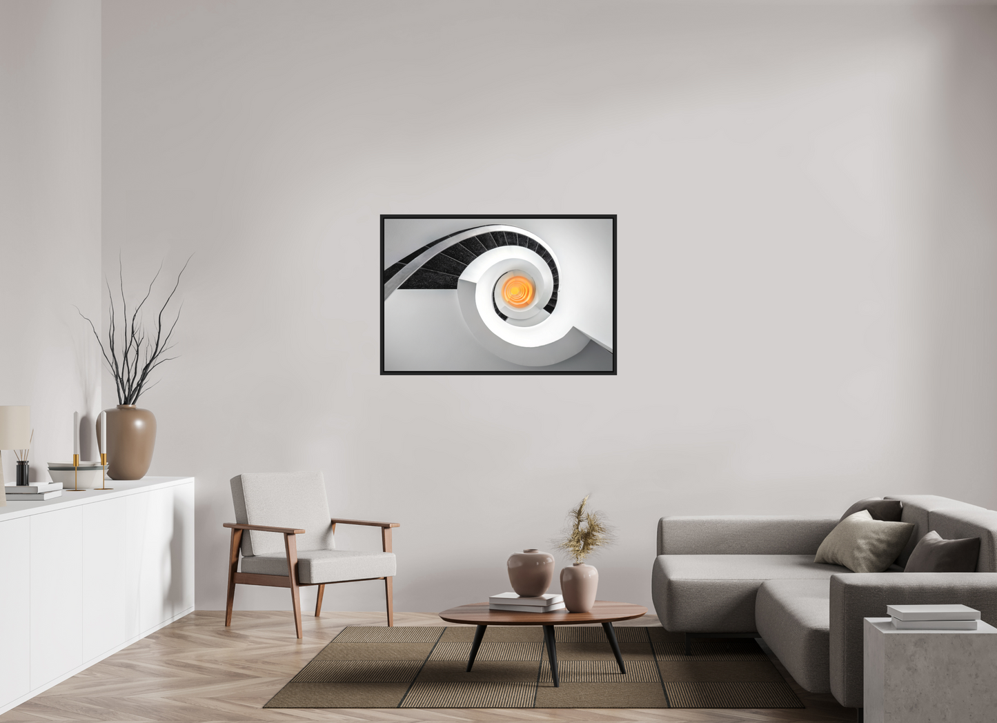 120 x 80 cm, Fotoabzug auf AluDibond, hinter Acrylglas matt, Schattenfuge 15mm schwarz AMMONOIDEA