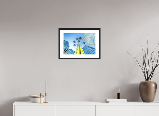 45 x 30 cm, Hahnemühle Photo Rag, Frame 20mm black, Passepartout white, Front glass matt PERSPECTIVES - FLOWER AND TOWER - Mailand