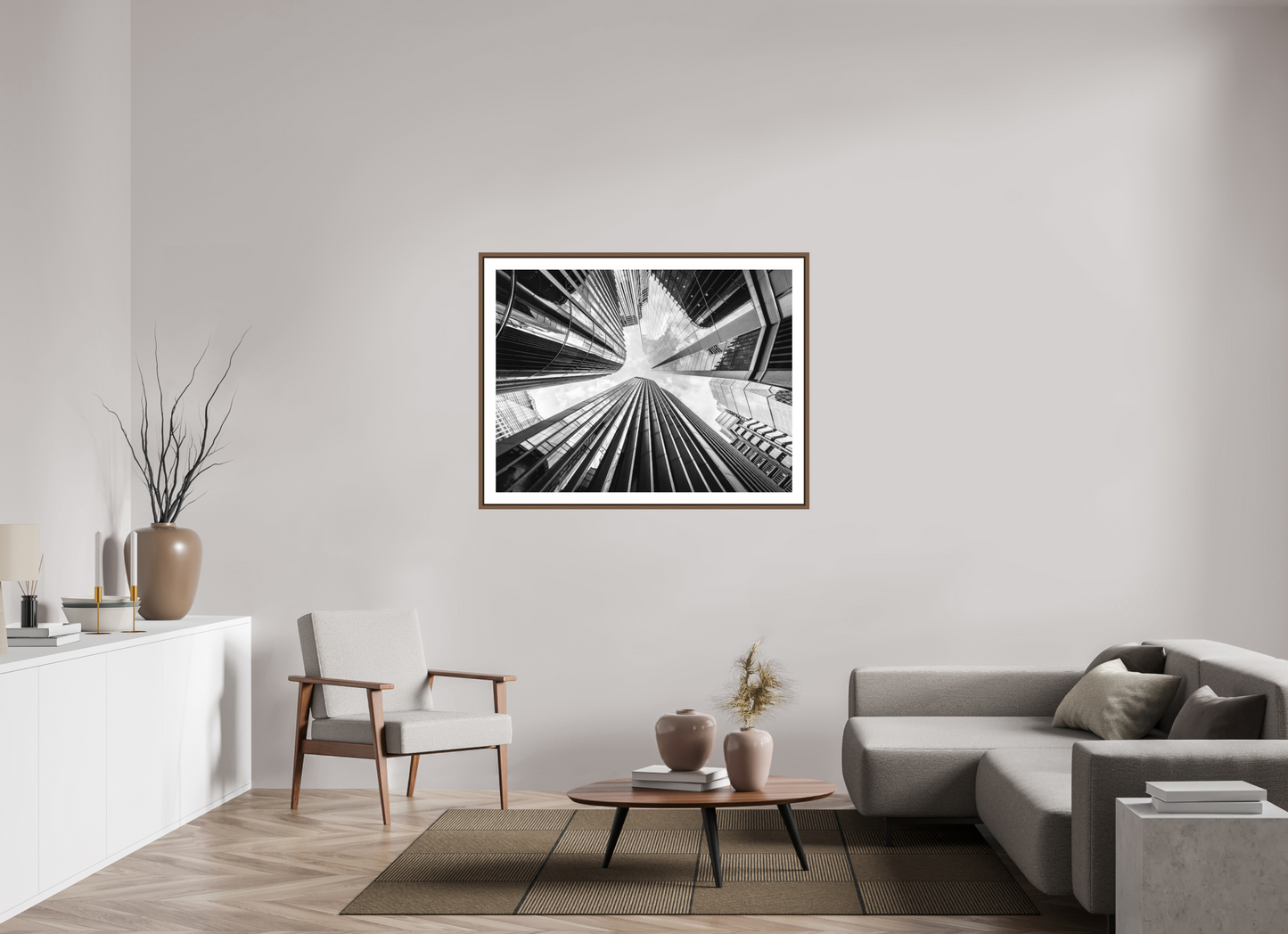 120 x 90 cm, AluDibond, matt, floating frame 15mm walnut PERSPECTIVES - POWER OF TOWER - London