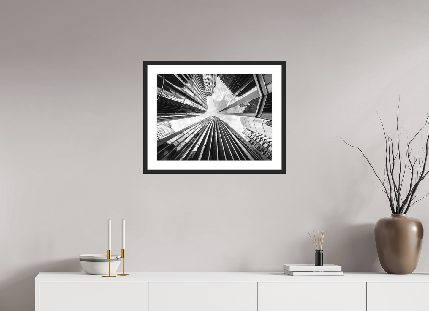 60 x 45 cm, Hahnemühle Photo Rag, Frame 20mm black, Passepartout white, Front glass matt PERSPECTIVES - POWER OF TOWER - London