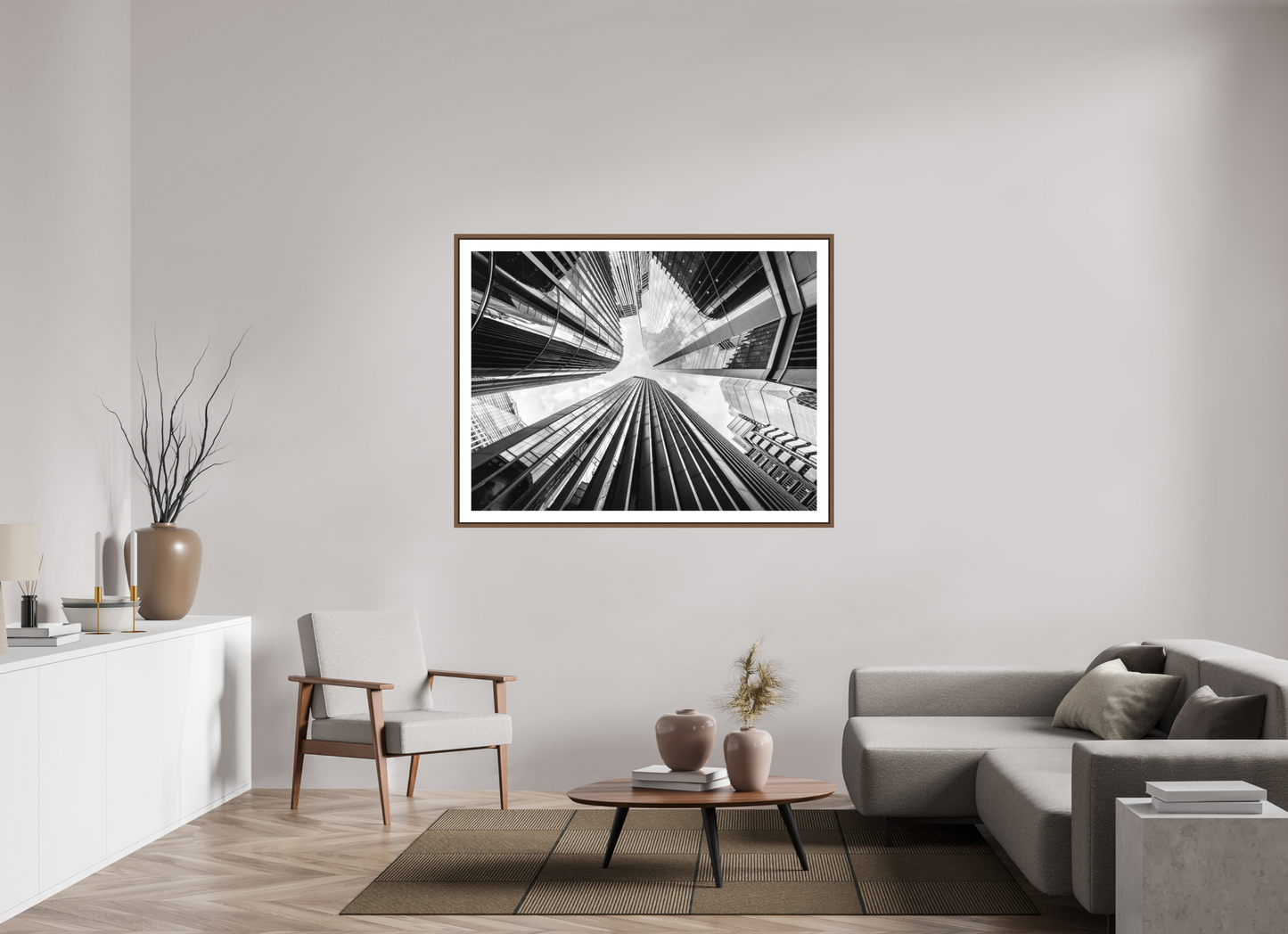140 x 105 cm, AluDibond, matt, floating frame 15mm walnut PERSPECTIVES - POWER OF TOWER - London