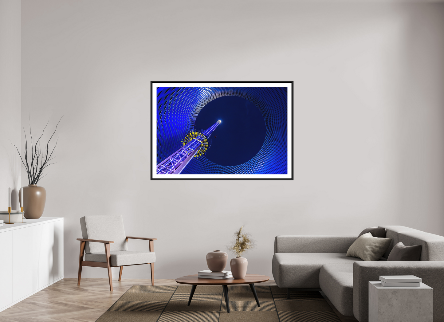 150 x 100 cm, AluDibond, matt, floating frame 15mm black VIBRANT - KINETICS OF COLOR - Basel